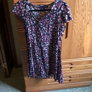 Black short dress with pink and white flowers